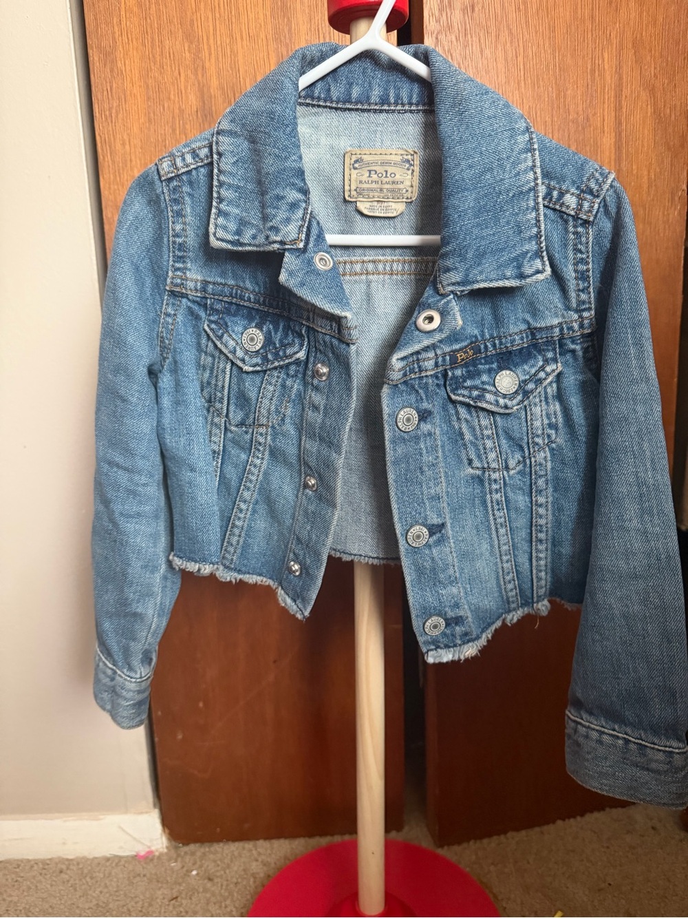 Polo by Ralph Lauren Kids Medium Blue Denim Jacket with Frayed Hem